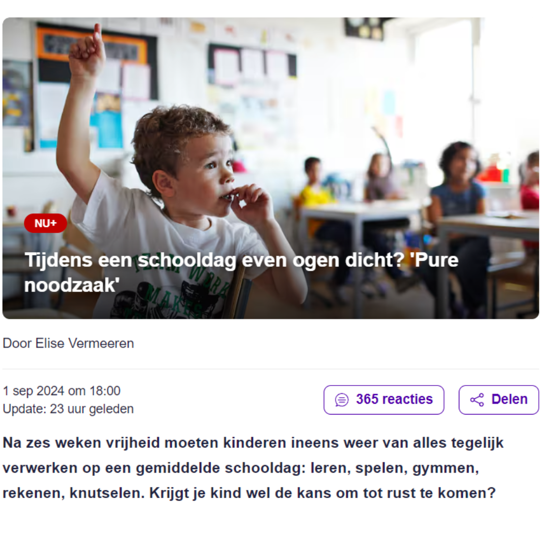 #artikel NU.nl #rustopschool #rust #overprikkeld